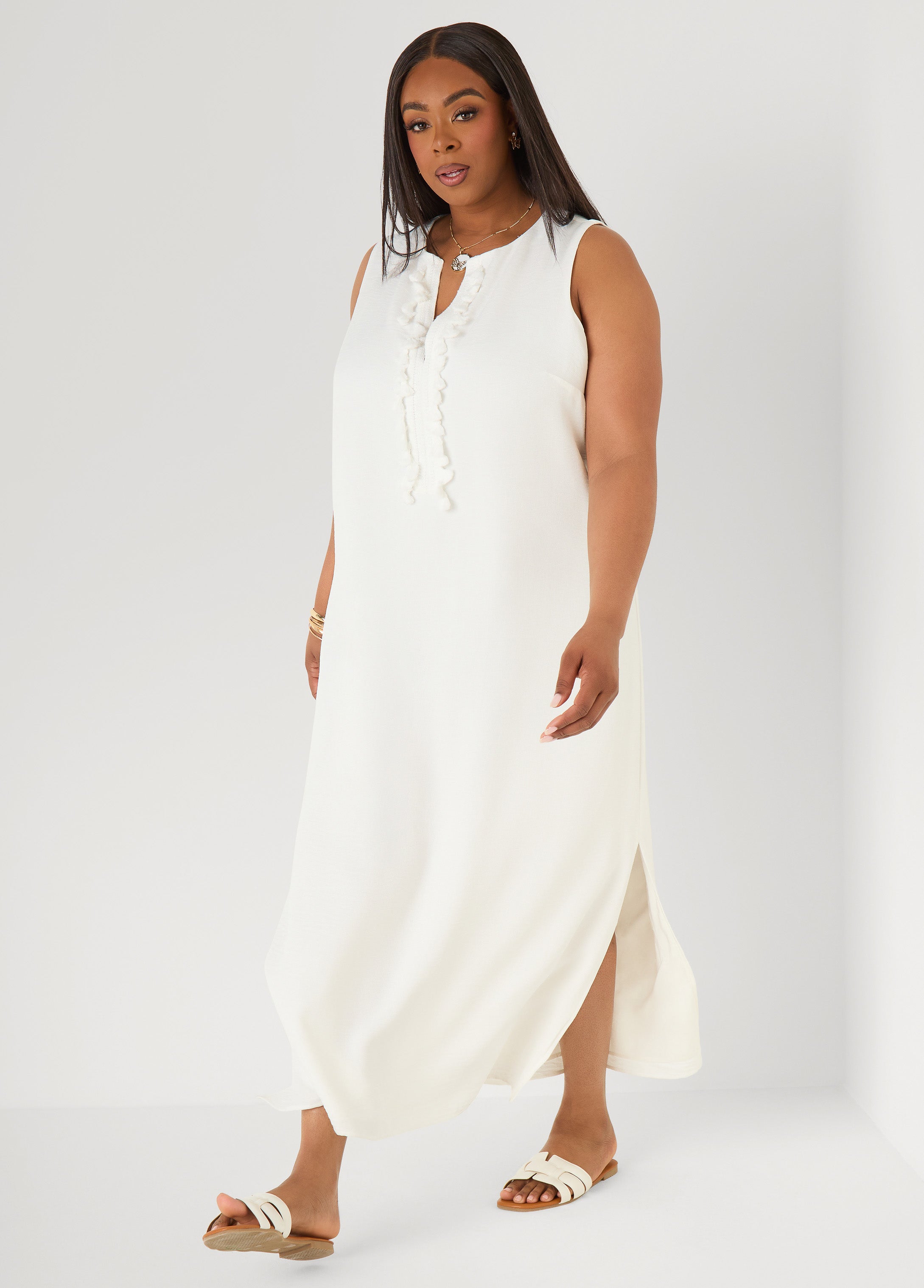 Plus Size pompom sun maxi dress plus size trendy summer dress