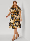 Abstract Print Satin Dress