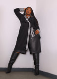 Plus Size Stripe Trimmed Faux Wrap Dress