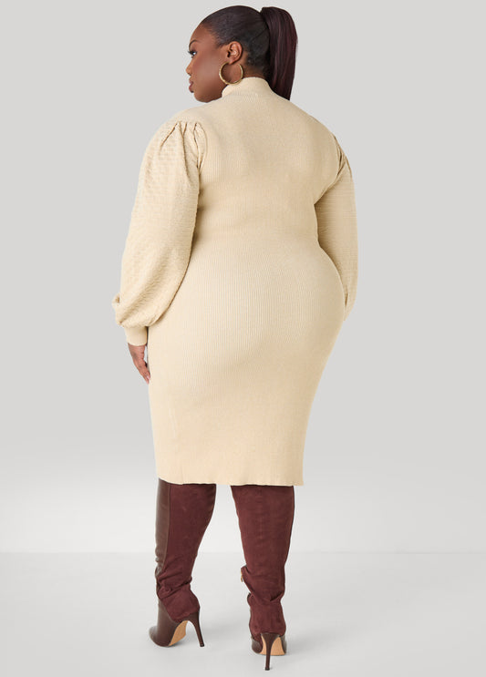 Textured Metallic Sweater Dress