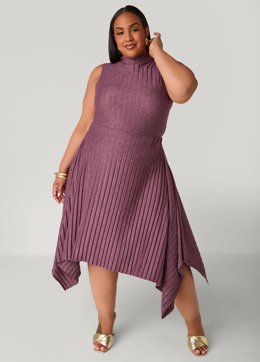 Plus Size Asymmetric Pleated Skirt