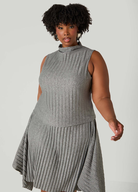 Mock Neck Pleated Top