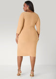 Paneled Zip Detailed Sheath Dress