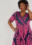 Printed Faux Wrap Maxi Dress