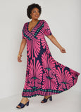 Printed Faux Wrap Maxi Dress