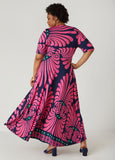 Printed Faux Wrap Maxi Dress