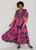 Plus Size Printed Faux Wrap Maxi Dress