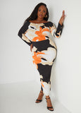 Off The Shoulder Orchid Print Dress