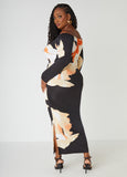 Off The Shoulder Orchid Print Dress