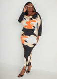 Plus Size Off The Shoulder Orchid Print Dress