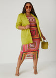 Square Print Mesh Sheath Dress
