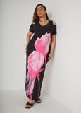 Plus Size Cold Shoulder Rose Maxi Dress