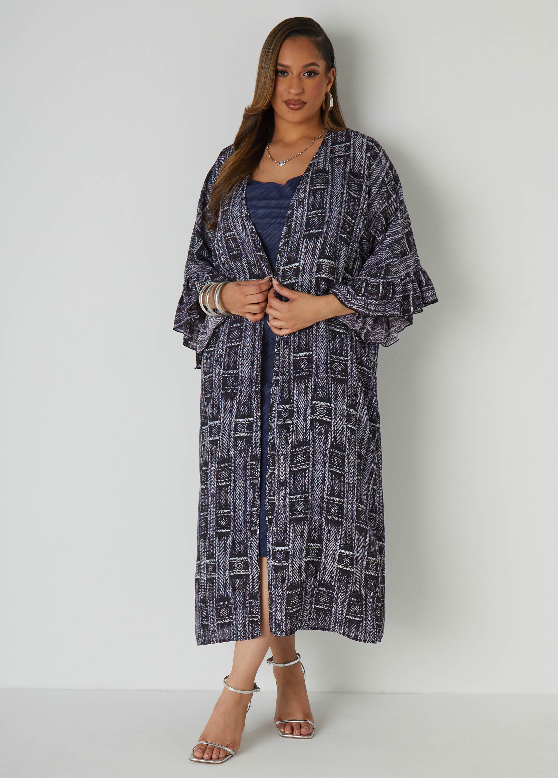 Plus Size Printed Duster Plus Size Lightweight Jacket