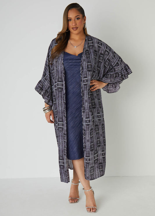 Plus Size Printed Duster Plus Size Lightweight Jacket