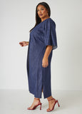 Textured Denim Open Front Duster