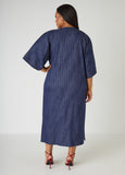 Textured Denim Open Front Duster