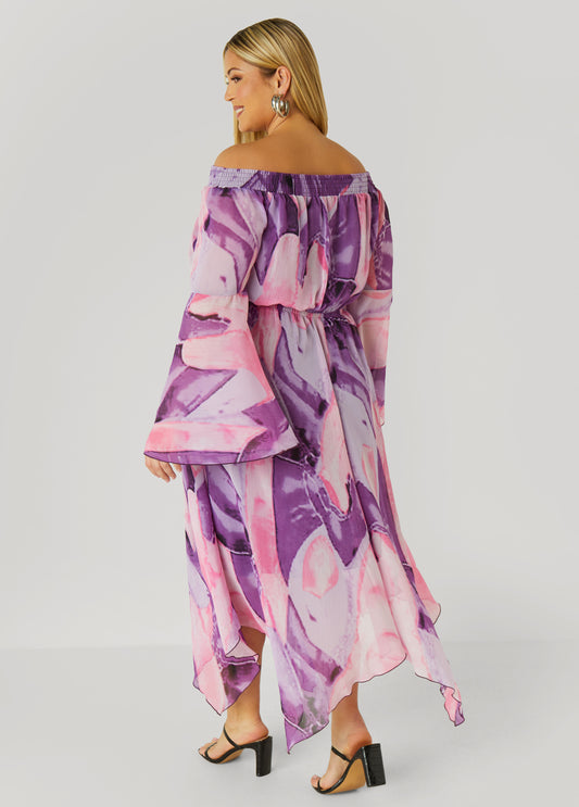 Off The Shoulder Watercolor Dress