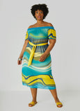 Off The Shoulder Printed Mesh Dress