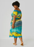 Off The Shoulder Printed Mesh Dress