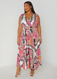 Paisley Faux Wrap Maxi Dress