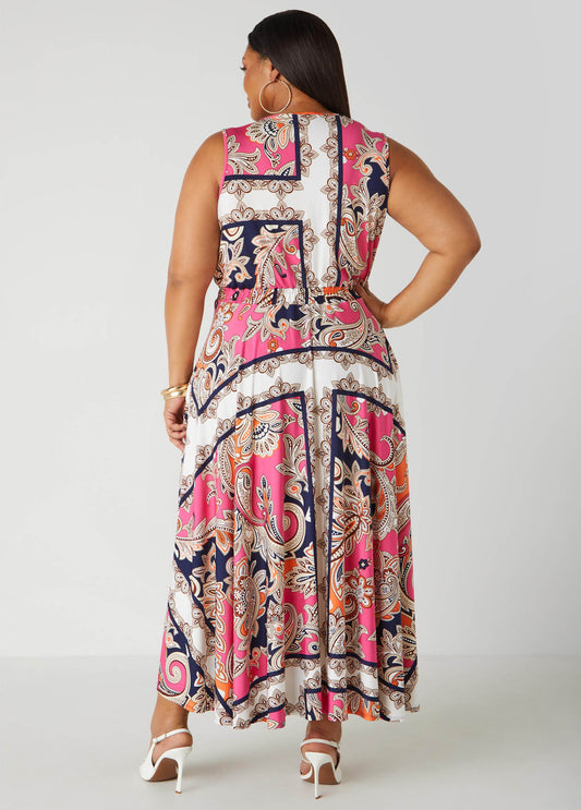 Paisley Faux Wrap Maxi Dress