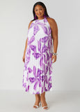 Pleated Floral Maxi Dress
