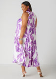 Pleated Floral Maxi Dress