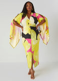Plus Size Drama Sleeved Floral Dress