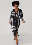 Plaid Maxi Cardigan Dress