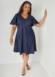 Textured Denim A Line Dress