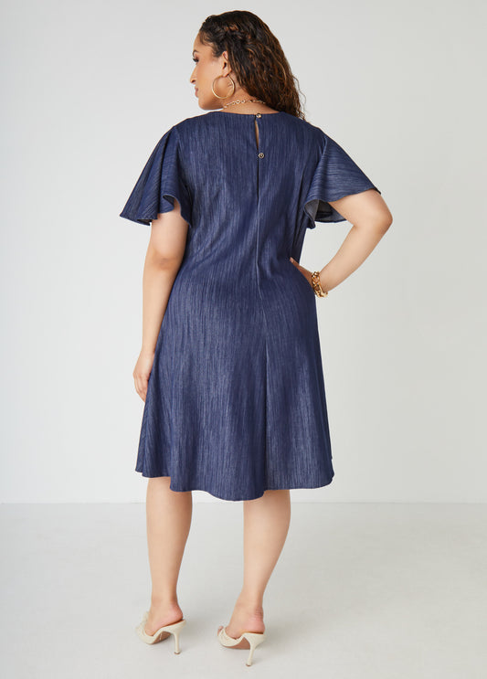 Textured Denim A Line Dress