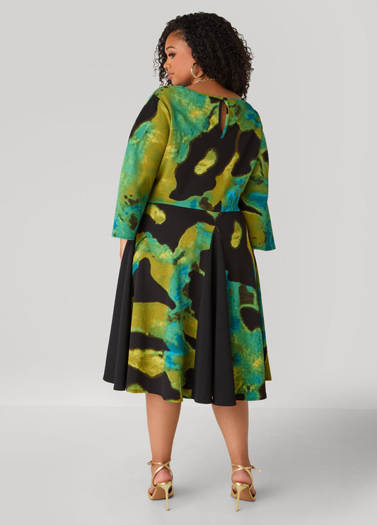 Watercolor Textured A Line Dress
