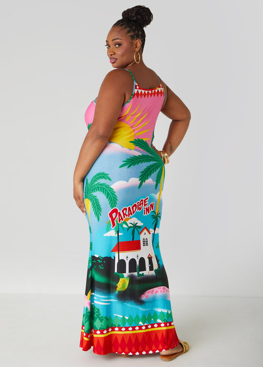 Paradise Inn Printed Bodycon Dress