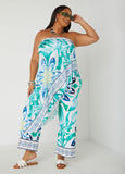 Plus Size Layered Tropical Print Jumpsuit