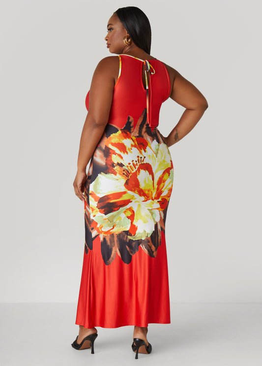 Floral Print Bodycon Maxi Dress