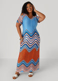 Cold Shoulder Zigzag Print Dress