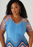 Cold Shoulder Zigzag Print Dress