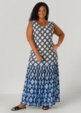 Plus Size Kaleidoscope Drop Waist Dress