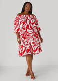 Plus Size Off The Shoulder Tropical Dress