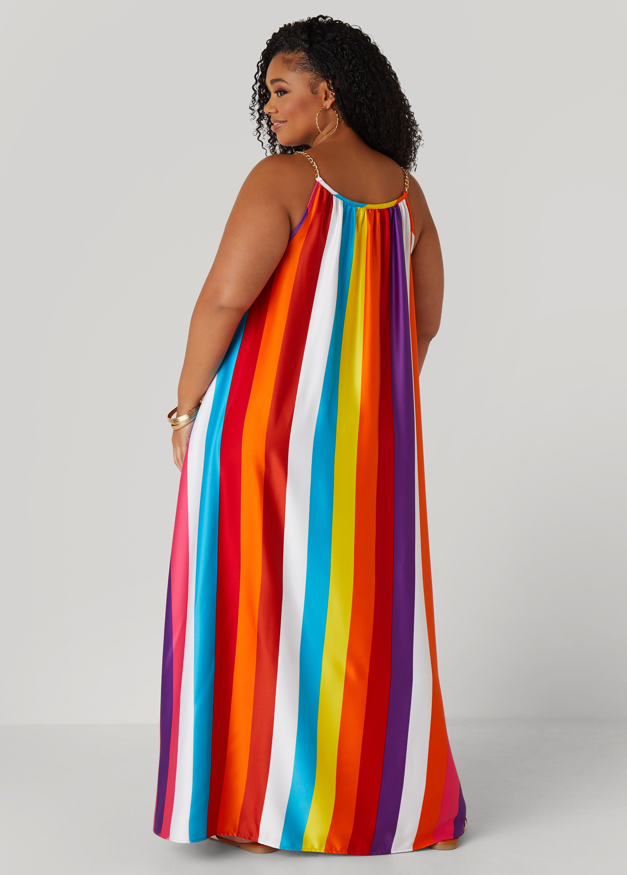 Striped Chain Trimmed Maxi Dress