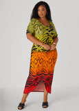 Ombre Printed Ruched Dress