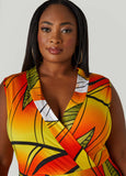Tropical Faux Wrap Maxi Dress