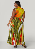 Tropical Faux Wrap Maxi Dress