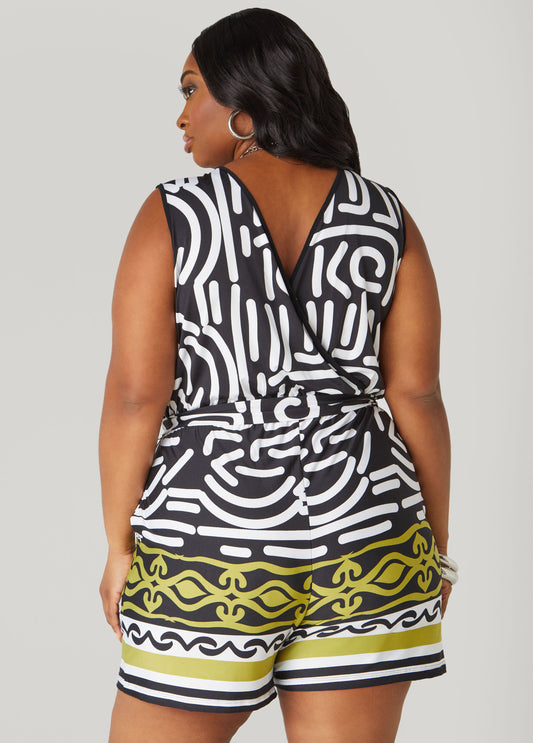 Belted Geo Print Romper