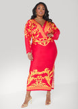 Plus Size Printed Dolman Sleeved Maxi Dress