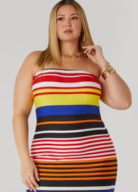 Striped Strapless Bodycon Dress