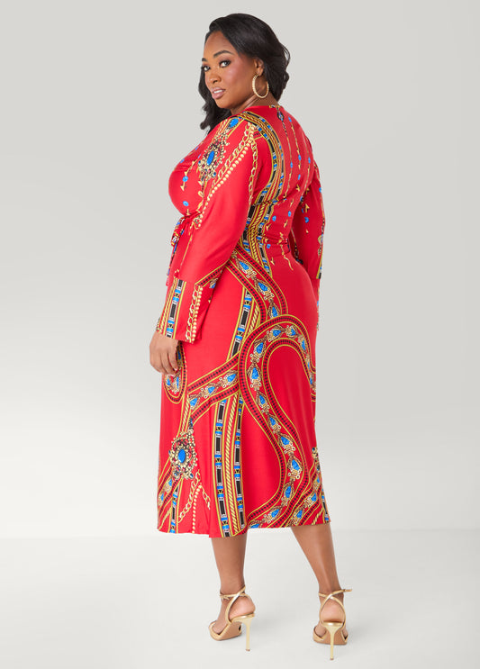Jewel Print Maxi Wrap Dress