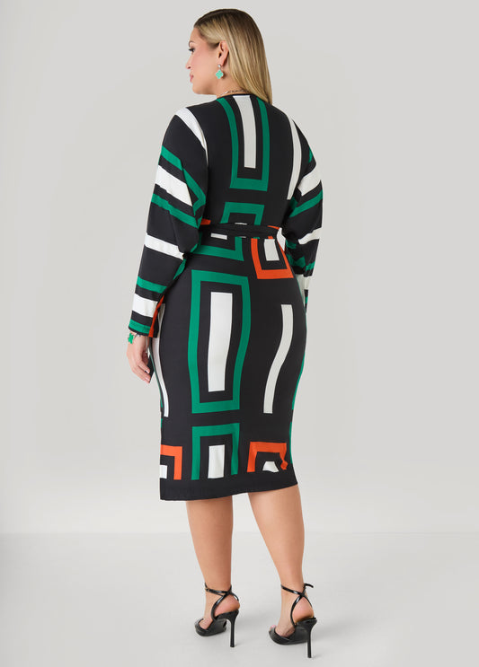 Printed Faux Wrap Dress