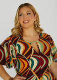 Textured Geo Print A Line Dress