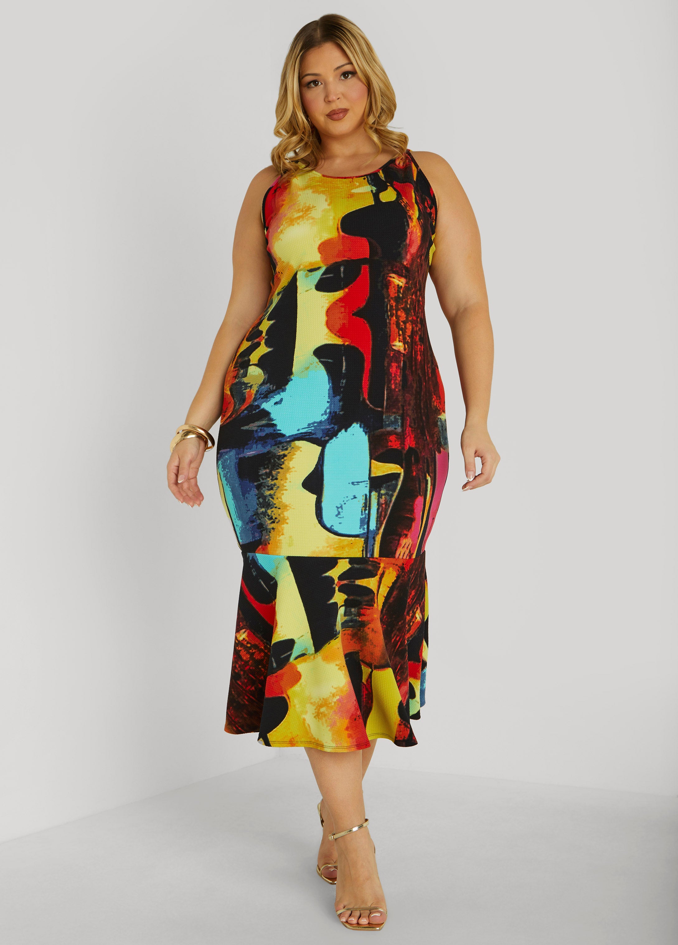 Plus Size Printed Midaxi Bodycon Dress